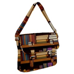 Book Nook Books Bookshelves Comfortable Cozy Literature Library Study Reading Room Fiction Entertain Buckle Messenger Bag by Maspions