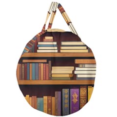 Book Nook Books Bookshelves Comfortable Cozy Literature Library Study Reading Room Fiction Entertain Giant Round Zipper Tote by Maspions