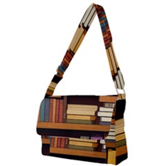 Book Nook Books Bookshelves Comfortable Cozy Literature Library Study Reading Room Fiction Entertain Full Print Messenger Bag (s) by Maspions