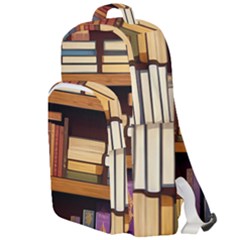 Book Nook Books Bookshelves Comfortable Cozy Literature Library Study Reading Room Fiction Entertain Double Compartment Backpack by Maspions