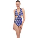 Pattern Floral Flowers Leaves Botanical Halter Front Plunge Swimsuit View1