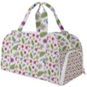 Pattern Flowers Leaves Green Purple Pink Burner Gym Duffel Bag View1