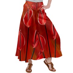 Flowers Red Women s Satin Palazzo Pants by Askadina