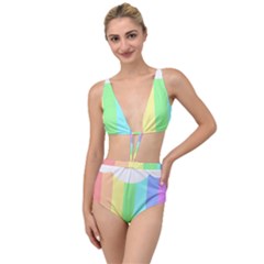 Rainbow Cloud Background Pastel Template Multi Coloured Abstract Tied Up Two Piece Swimsuit