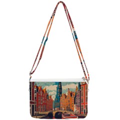 London England Bridge Europe Buildings Architecture Vintage Retro Town City Double Gusset Crossbody Bag by Maspions