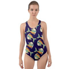 Fish Abstract Animal Art Nature Texture Water Pattern Marine Life Underwater Aquarium Aquatic Cut-out Back One Piece Swimsuit