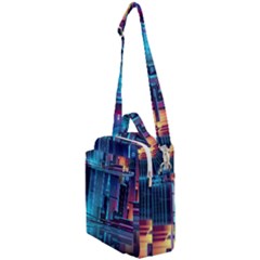 Digital Art Artwork Illustration Vector Buiding City Crossbody Day Bag by Maspions