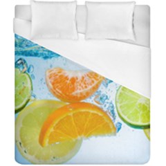 Fruits, Fruit, Lemon, Lime, Mandarin, Water, Orange Duvet Cover (california King Size) by nateshop