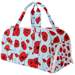 Poppies Flowers Red Seamless Pattern Burner Gym Duffel Bag by Maspions