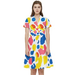 Colored Blots Painting Abstract Art Expression Creation Color Palette Paints Smears Experiments Mode Short Sleeve Waist Detail Dress