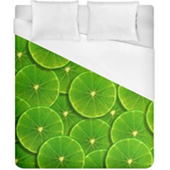 Lime Textures Macro, Tropical Fruits, Citrus Fruits, Green Lemon Texture Duvet Cover (california King Size) by nateshop