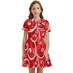 Patterns, Corazones, Texture, Red, Kids  Bow Tie Puff Sleeve Dress