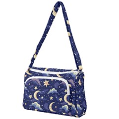 Night Moon Seamless Background Stars Sky Clouds Texture Pattern Front Pocket Crossbody Bag by Maspions