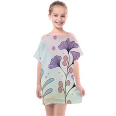 Flower Paint Flora Nature Plant Kids  One Piece Chiffon Dress