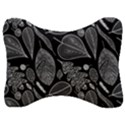 Leaves Flora Black White Nature Velour Seat Head Rest Cushion View1