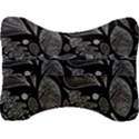 Leaves Flora Black White Nature Velour Seat Head Rest Cushion View2