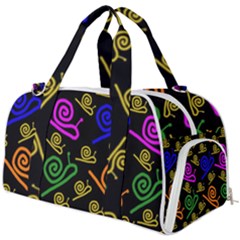 Pattern-repetition-snail-blue Burner Gym Duffel Bag by Maspions