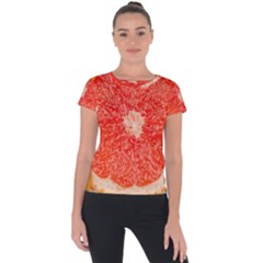 Grapefruit-fruit-background-food Short Sleeve Sports Top  by Maspions