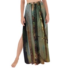 Woodland Woods Forest Trees Nature Outdoors Mist Moon Background Artwork Book Maxi Chiffon Tie-up Sarong by Posterlux