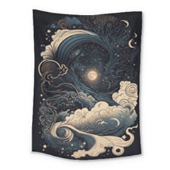 Starry Sky Moon Space Cosmic Galaxy Nature Art Clouds Art Nouveau Abstract Medium Tapestry by Posterlux