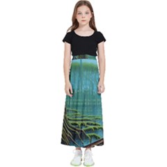 Boat Canoe Swamp Bayou Roots Moss Log Nature Scene Landscape Water Lake Setting Abandoned Rowboat Fi Kids  Flared Maxi Skirt by Posterlux