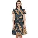 Background Pattern Leaves Texture Short Sleeve Waist Detail Dress View1