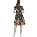 Background Pattern Leaves Texture Short Sleeve Waist Detail Dress View2