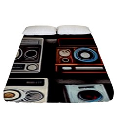 Retro Cameras Old Vintage Antique Technology Wallpaper Retrospective Fitted Sheet (king Size) by Grandong