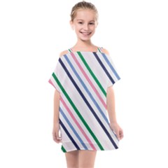 Retro Vintage Stripe Pattern Abstract Kids  One Piece Chiffon Dress