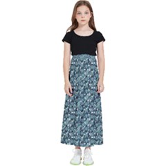 Blue Paisley Kids  Flared Maxi Skirt by DinkovaArt