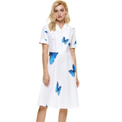 Butterfly-blue-phengaris Button Top Knee Length Dress by saad11