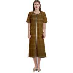 Anstract Gold Golden Grid Background Pattern Wallpaper Women s Cotton Short Sleeve Nightgown