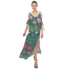 Spring Small Flowers Maxi Chiffon Cover Up Dress by AlexandrouPrints