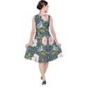 Spring Design with watercolor flowers V-Neck Midi Sleeveless Dress  View2