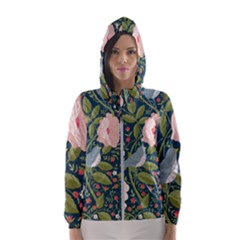 Spring Design With Watercolor Flowers Women s Hooded Windbreaker by AlexandrouPrints