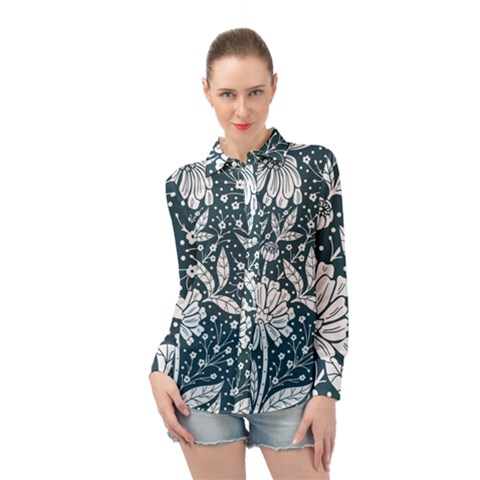 Spring Pattern Long Sleeve Chiffon Shirt by AlexandrouPrints