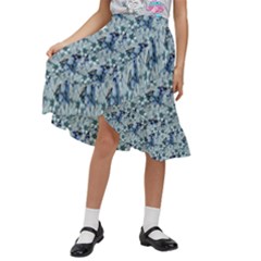 Blue Roses Kids  Ruffle Flared Wrap Midi Skirt by DinkovaArt