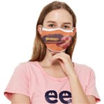 Hand of woman holding a Coolamon with bush tucker food (Witchetty grubs grilled) on Fitted Cloth Face Mask (Adult)