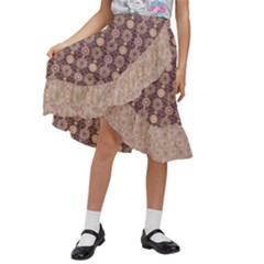 Mandala Flower 1 Mandala Flower  Kids  Ruffle Flared Wrap Midi Skirt by DinkovaArt