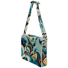 Wave Waves Ocean Sea Abstract Whimsical Cross Body Office Bag by Maspions