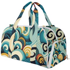 Wave Waves Ocean Sea Abstract Whimsical Burner Gym Duffle Bag by Maspions