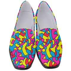 Colorful-graffiti-pattern-blue-background Women s Classic Loafer Heels by designsbymallika