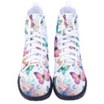 Splatter With Butterflies Pattern on Women s High-Top Canvas Sneakers