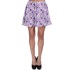 Purple Flowers 001 Skater Skirt by DinkovaArt