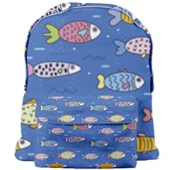 Sea Fish Blue Submarine Animals Patteen Giant Full Print Backpack by Maspions