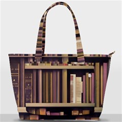 Books Bookshelves Office Fantasy Background Artwork Book Cover Apothecary Book Nook Literature Libra Back Pocket Shoulder Bag  by Posterlux