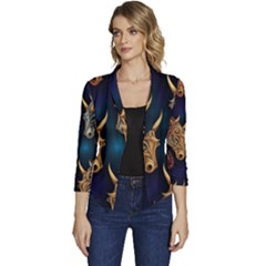 Pattern With Horses Women s Casual 3/4 Sleeve Spring Jacket by 2607694a