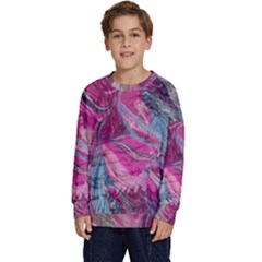 Fuchsia Waves Kids  Crewneck Sweatshirt