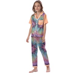 Orange3 Pattern 4 Kids  Satin Short Sleeve Pajamas Set by 2607694c