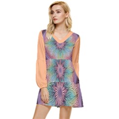 Orange3 Pattern 4 Tiered Long Sleeve Mini Dress by 2607694c